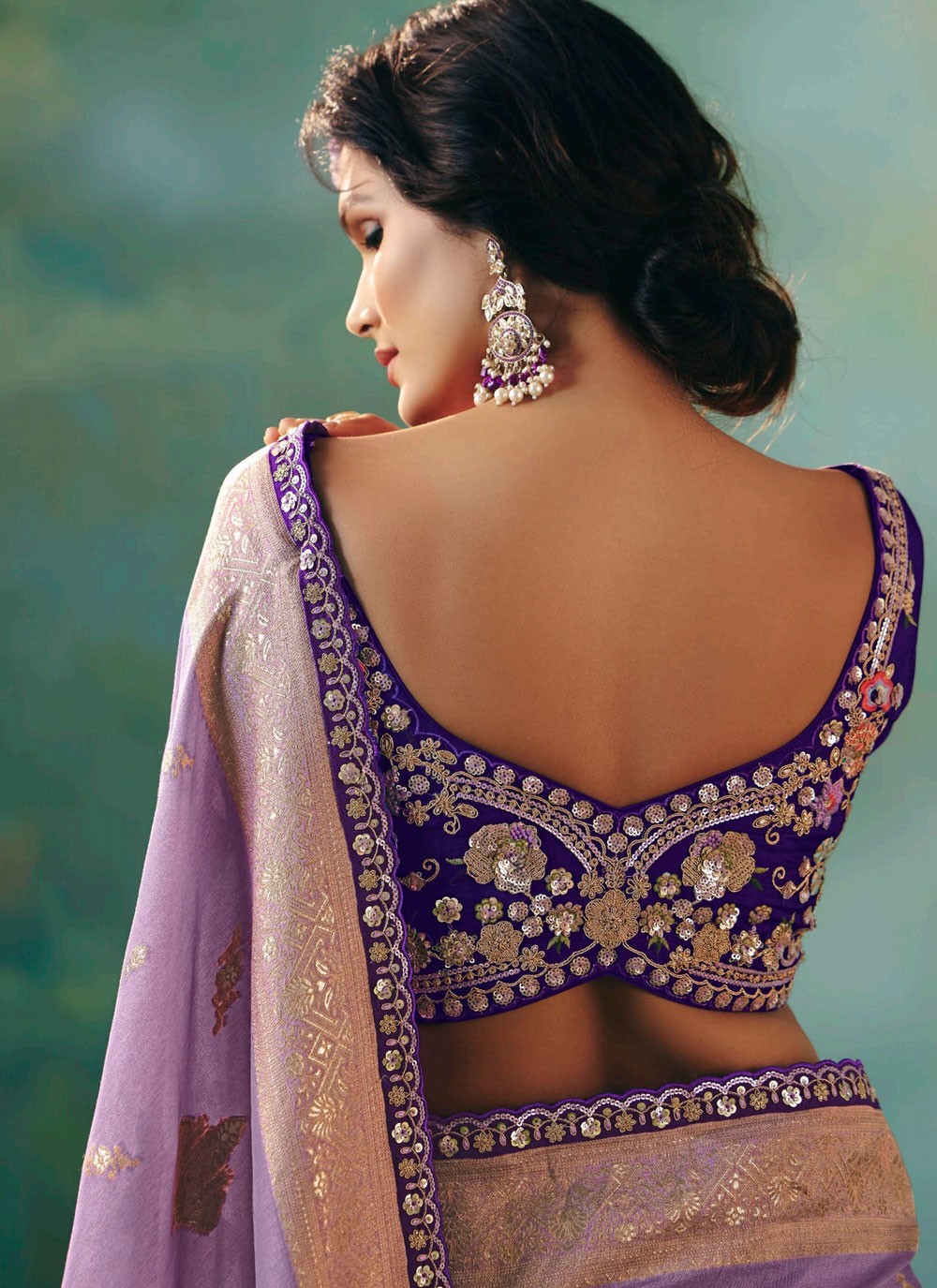 Lavender Silk Contemporary Saree Embroidered, Weaving Zari S20200