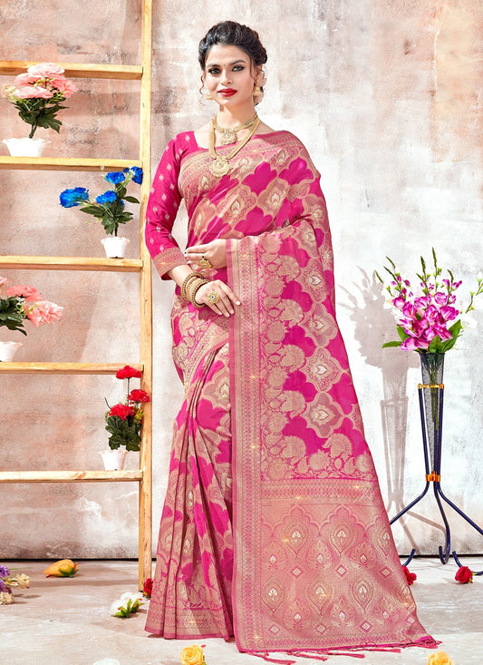 Designer Weaving Zari Organza Saree - S3050