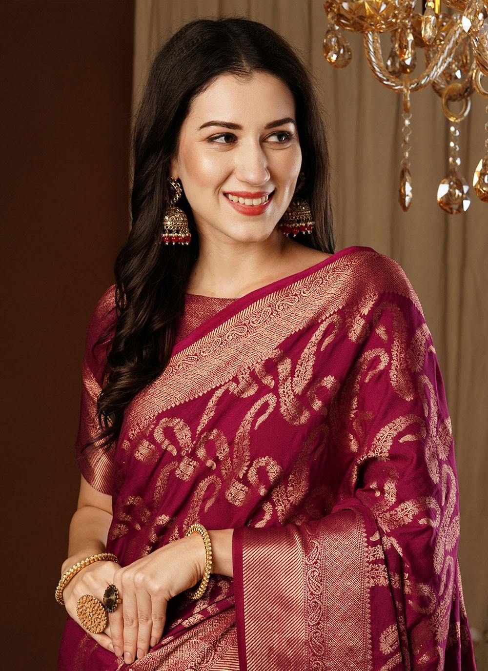 Contemporary Weaving Zari Viscose Saree - S8235