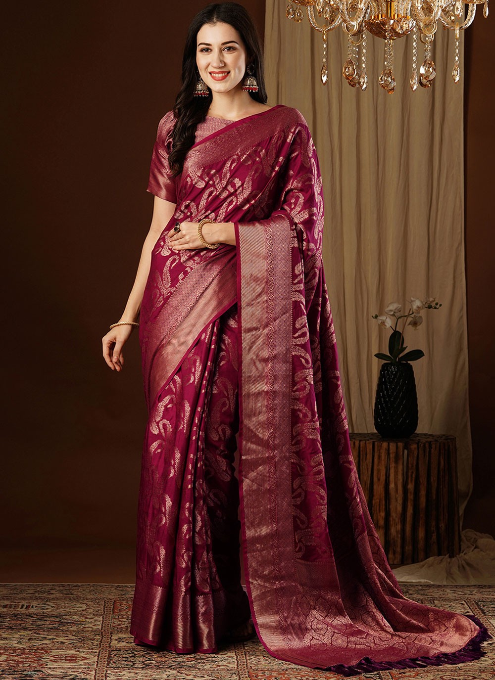 Contemporary Weaving Zari Viscose Saree - S8235