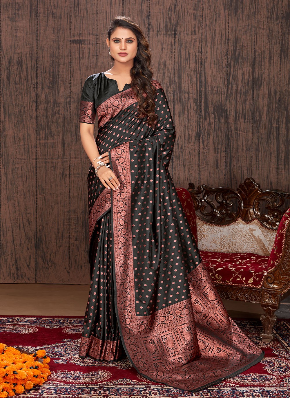 Trendy Border Work Banarasi Silk Saree - S2833