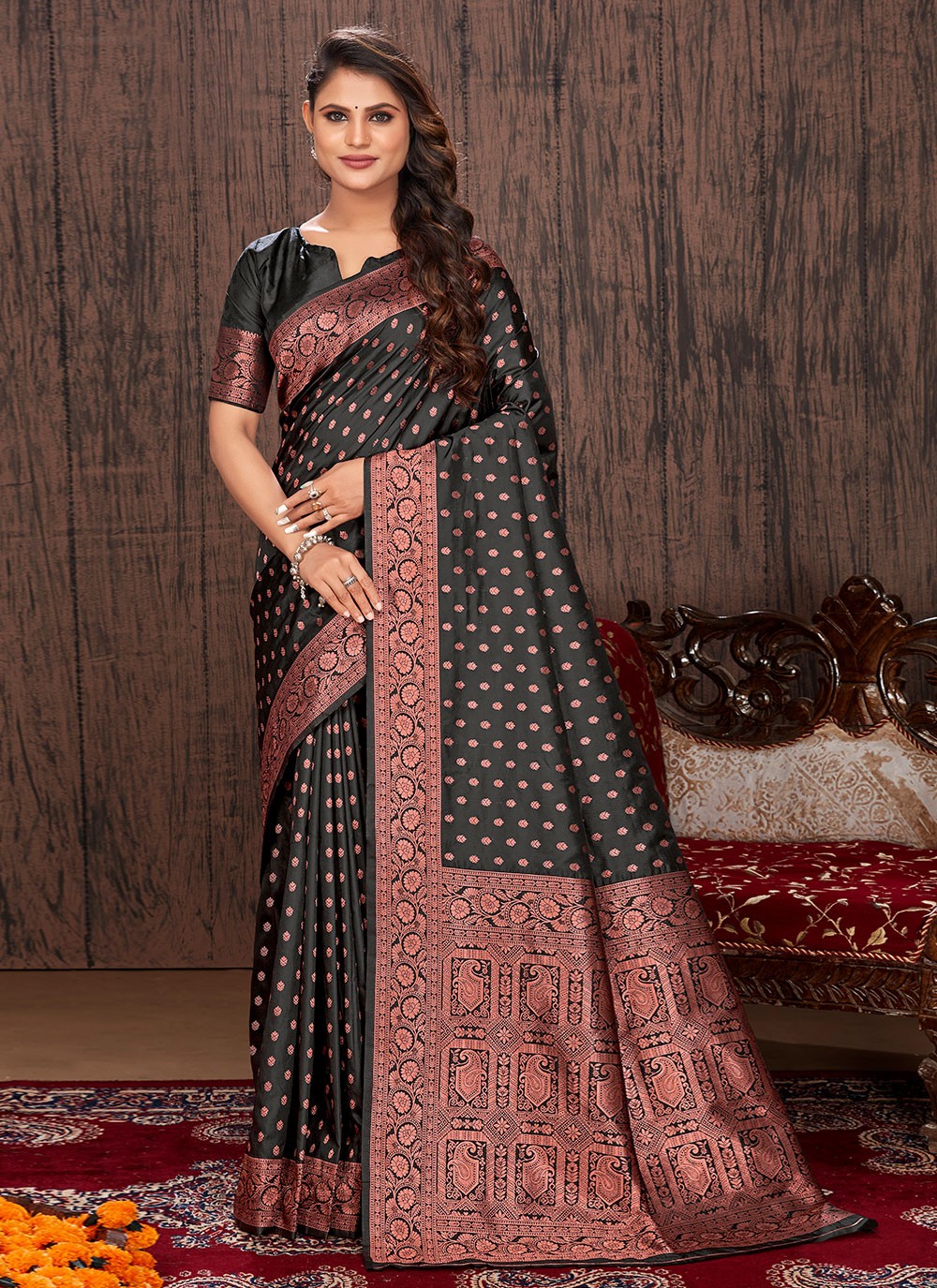 Trendy Border Work Banarasi Silk Saree - S2833