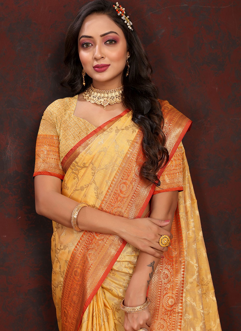 Classic Weaving Zari Katan Silk Saree - S6184