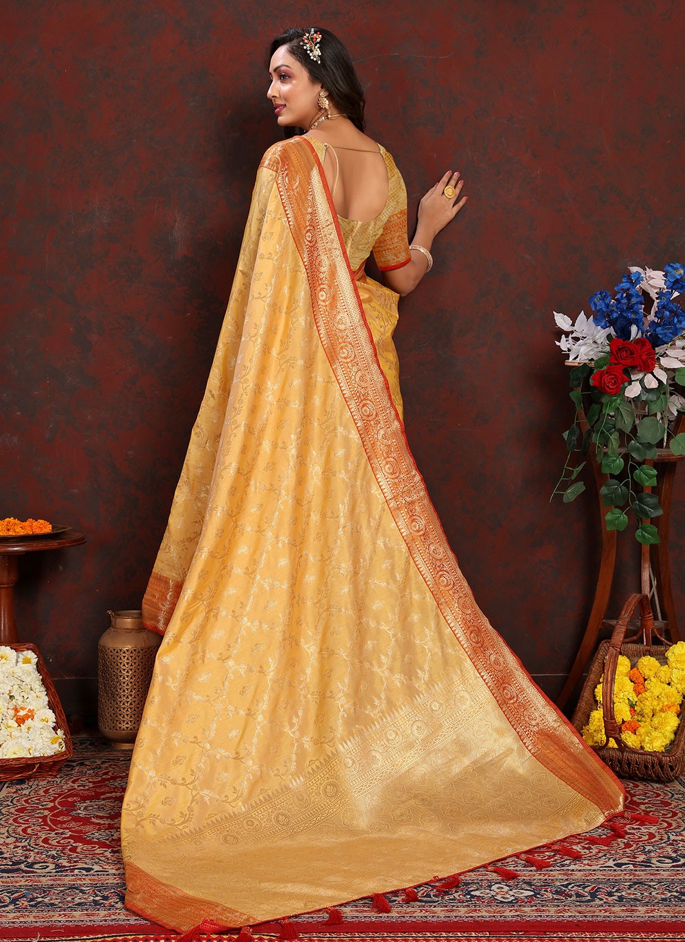 Classic Weaving Zari Katan Silk Saree - S6184
