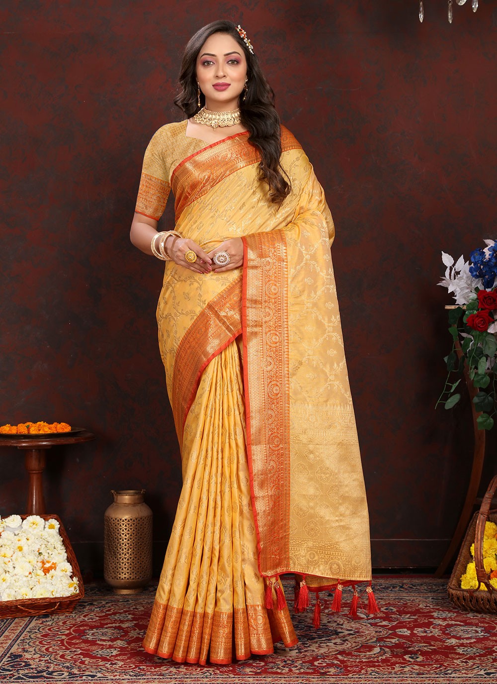 Classic Weaving Zari Katan Silk Saree - S6184