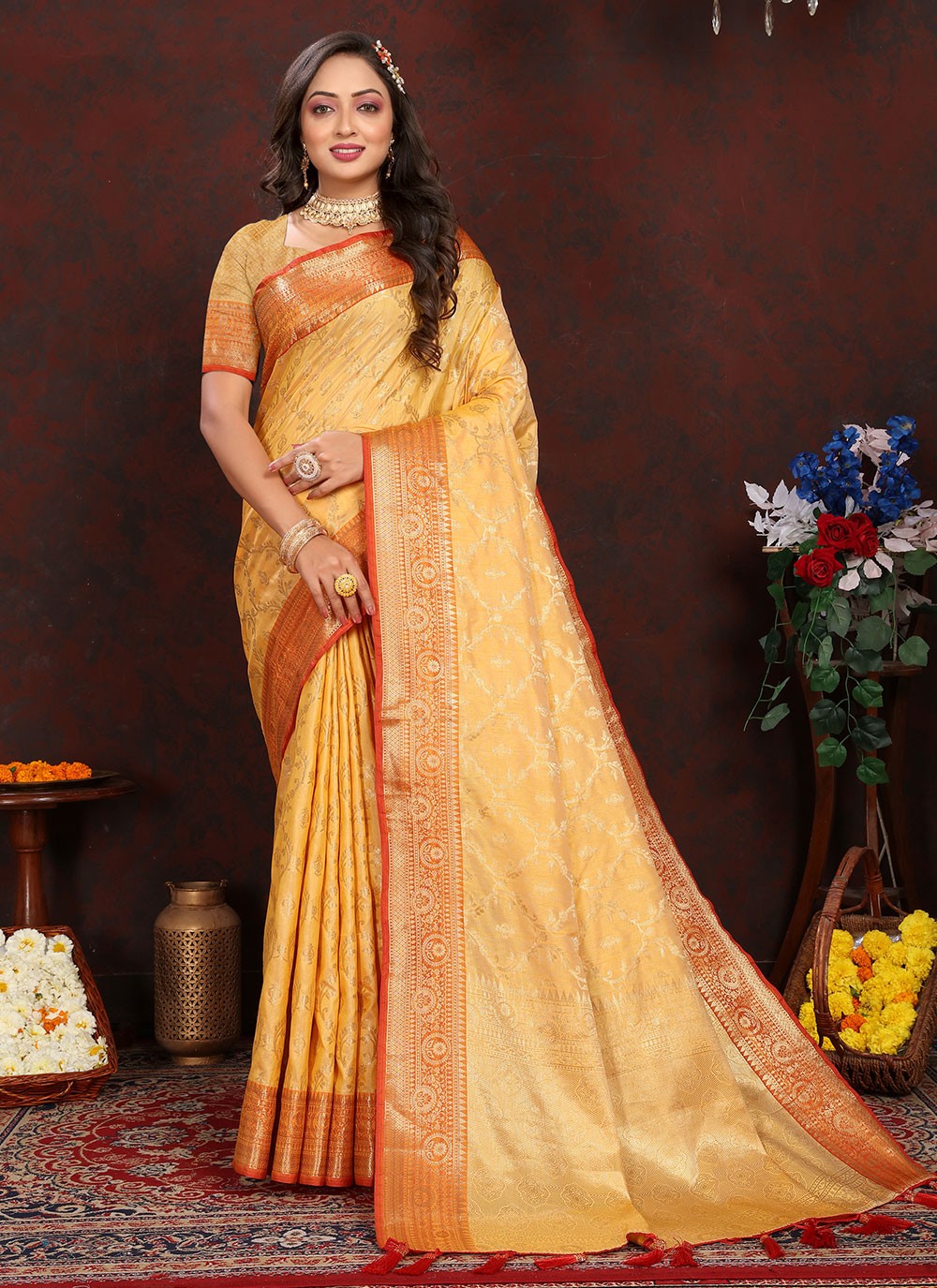 Classic Weaving Zari Katan Silk Saree - S6184