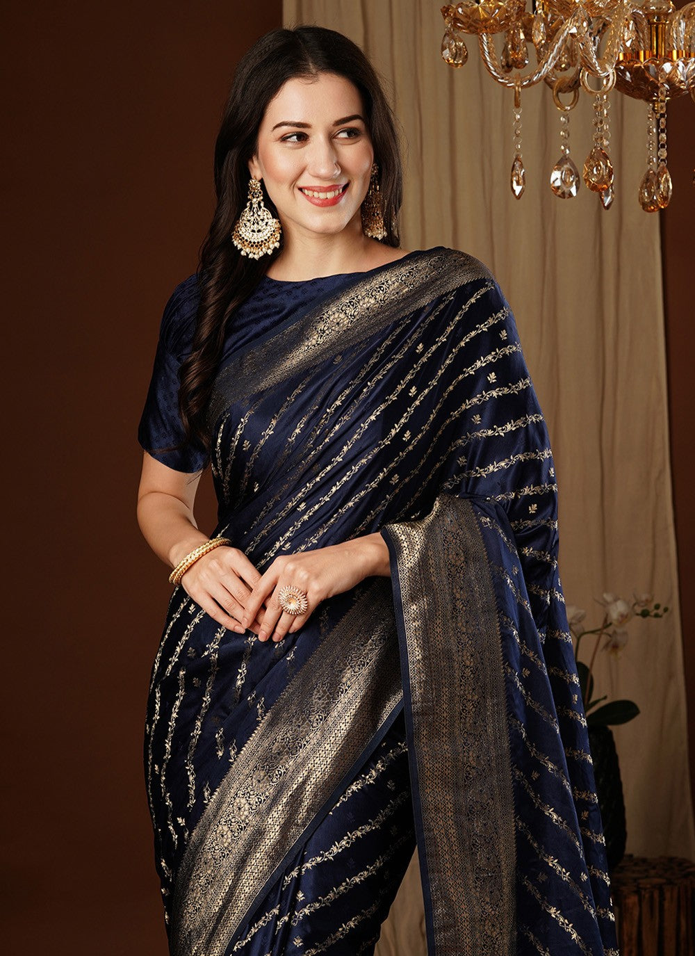 Contemporary Weaving Zari Satin Silk Saree - S7635