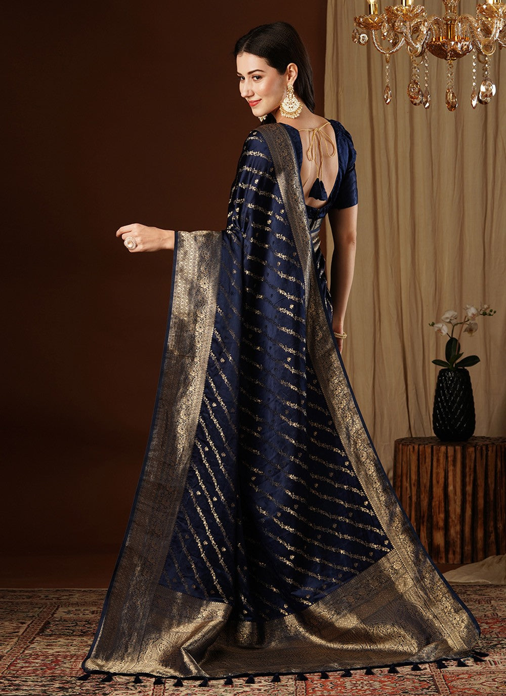 Contemporary Weaving Zari Satin Silk Saree - S7635