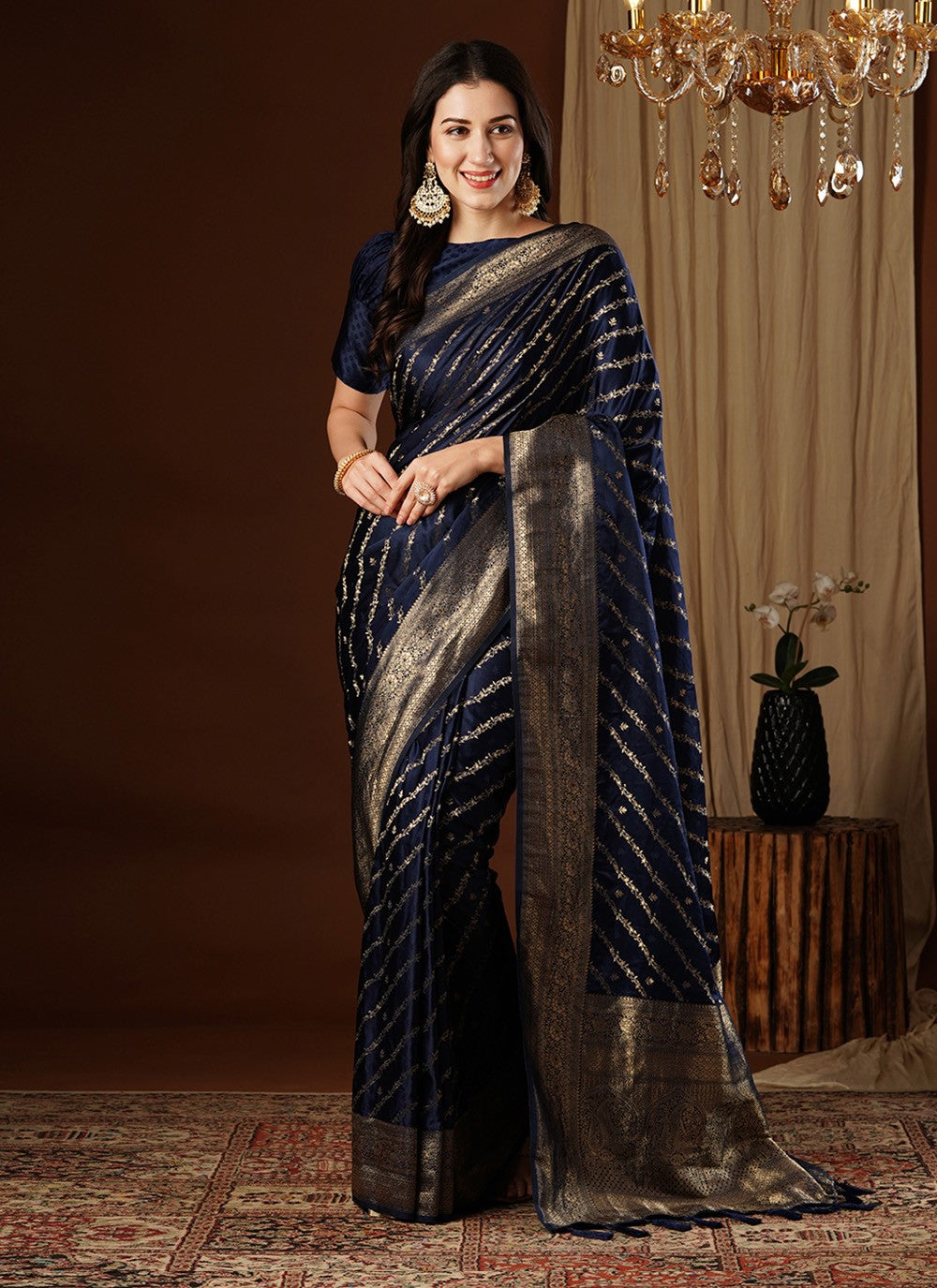 Contemporary Weaving Zari Satin Silk Saree - S7635