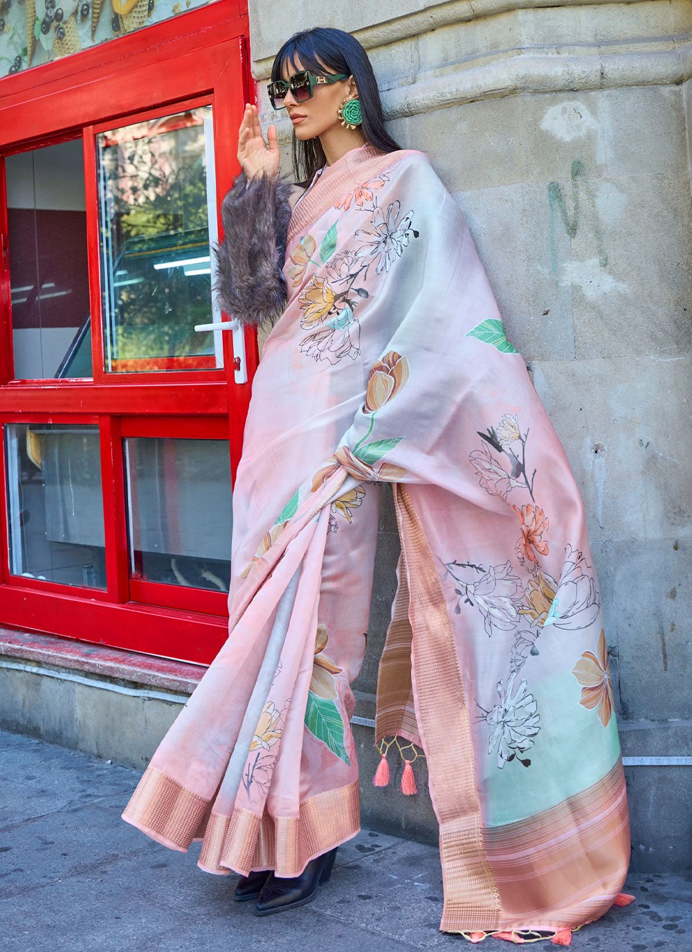 Classic Printed Organza Saree - S3081