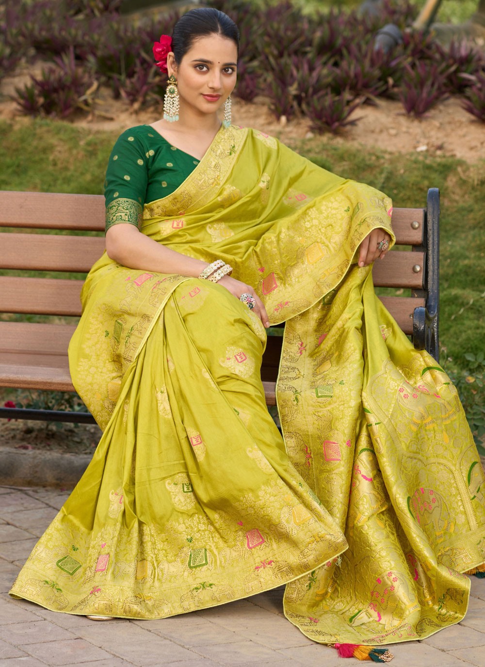 Swarovski Silk Gold Contemporary Saree S15103