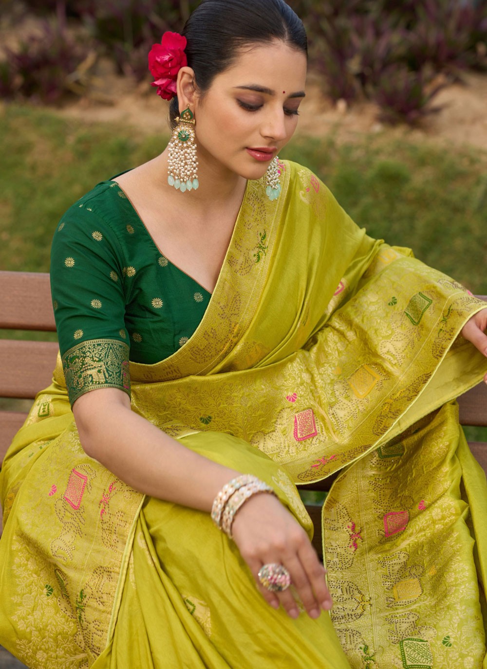 Swarovski Silk Gold Contemporary Saree S15103