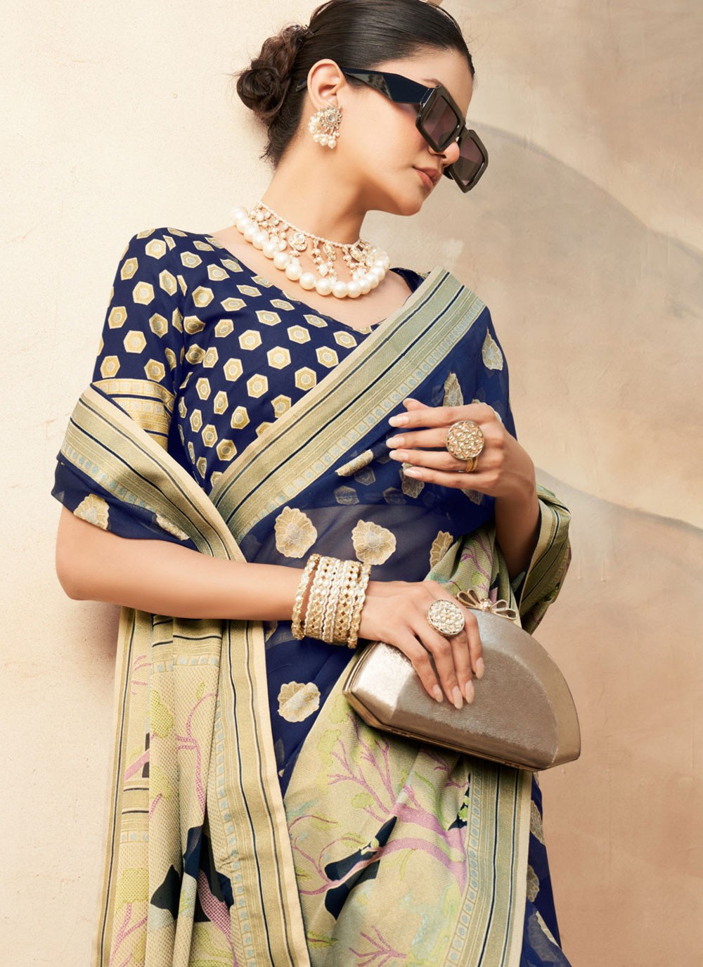 Weaving Zari Georgette Saree - S12169