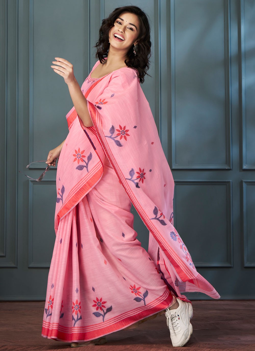 Classic Weaving Zari Linen Saree - S7705