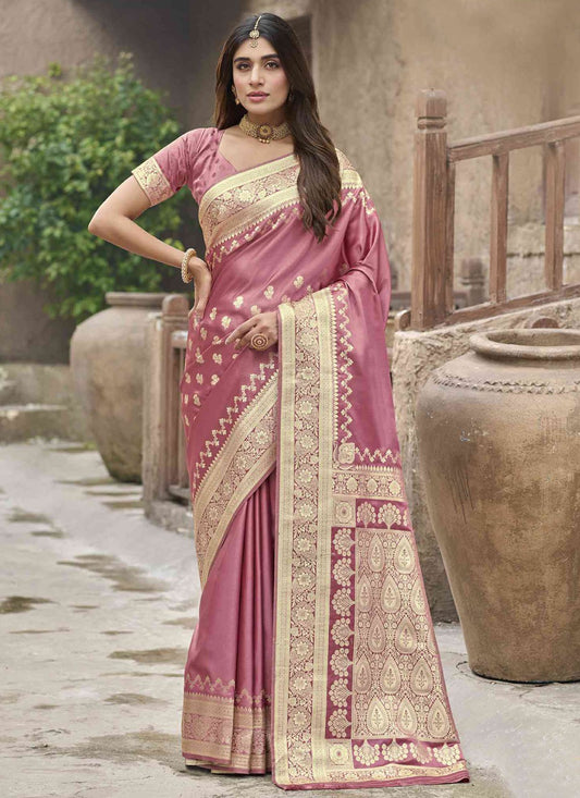 Pink Silk Traditional Saree Weaving Zari S20367
