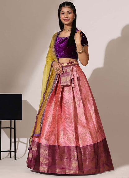 Weaving Zari Silk A - Line Lehenga - L2961