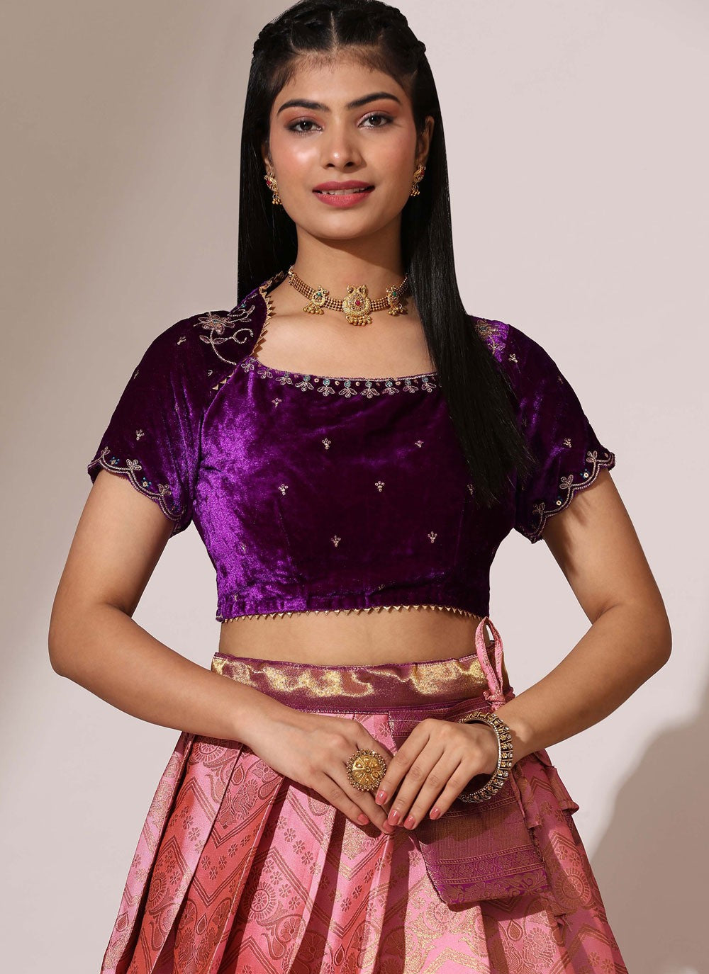 Weaving Zari Silk A - Line Lehenga - L2961