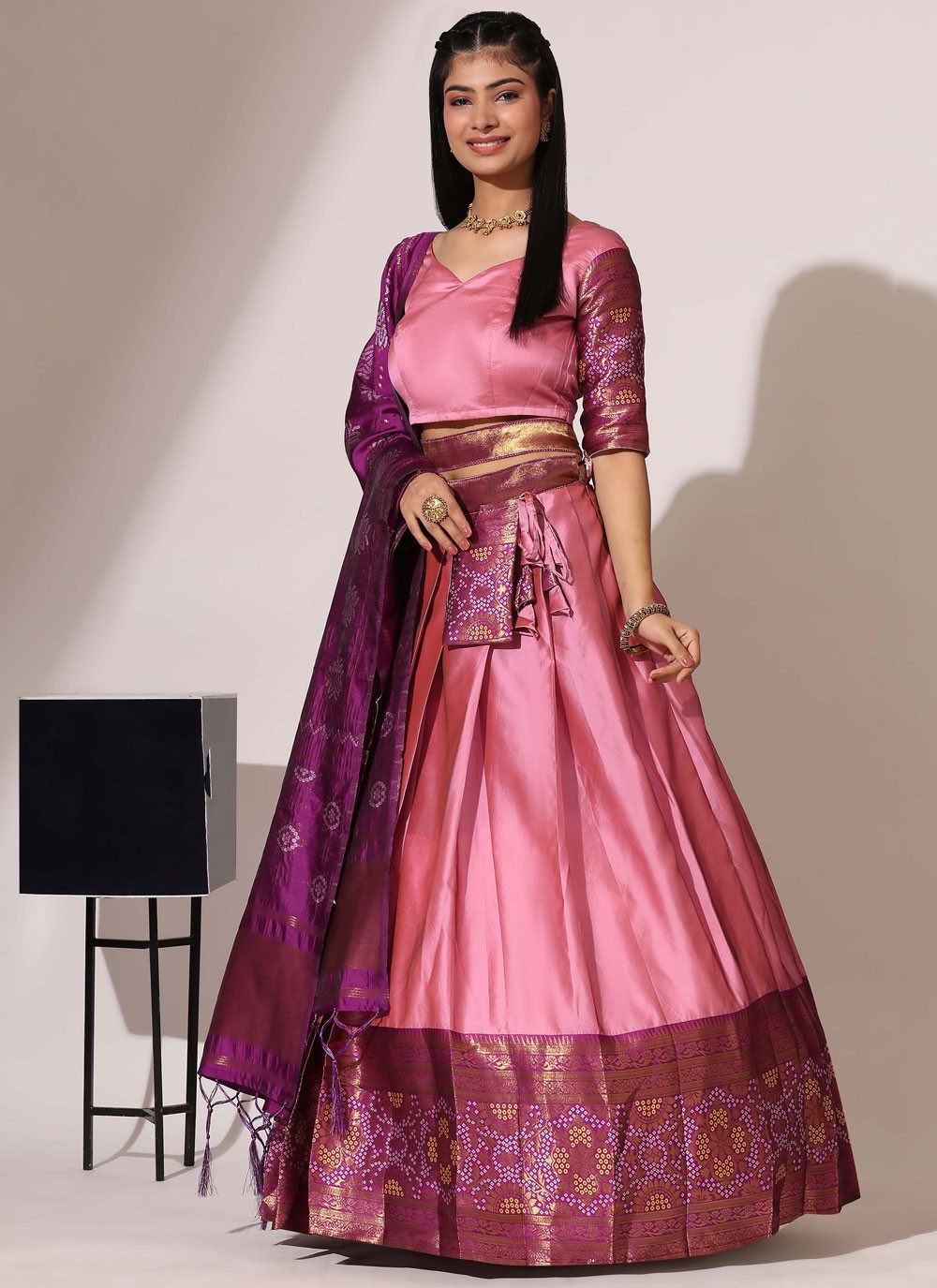 Weaving Zari Silk A - Line Lehenga - L2966