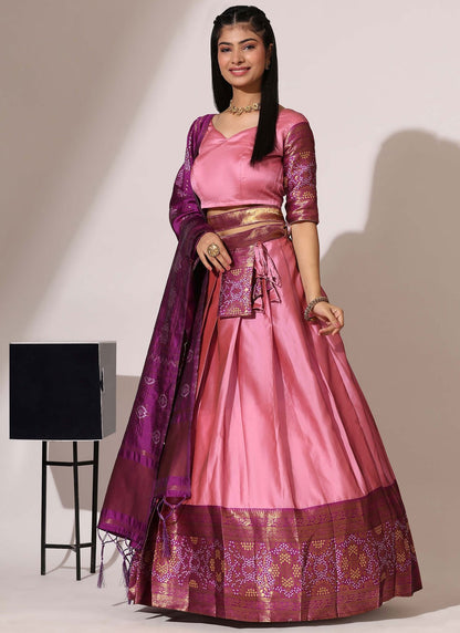 Weaving Zari Silk A - Line Lehenga - L2966