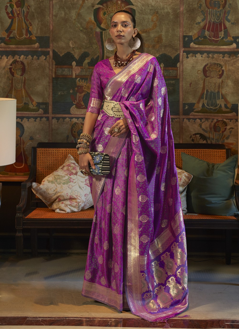 Contemporary Weaving Zari Satin Saree - S3459