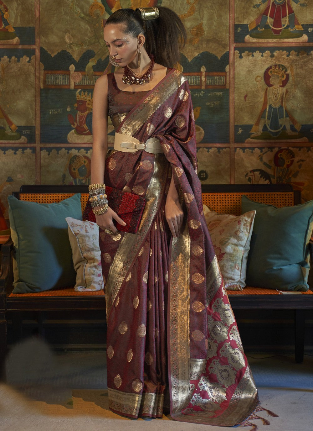 Contemporary Weaving Zari Satin Saree - S3459