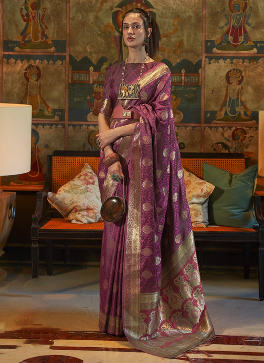 Contemporary Weaving Zari Satin Saree - S3459