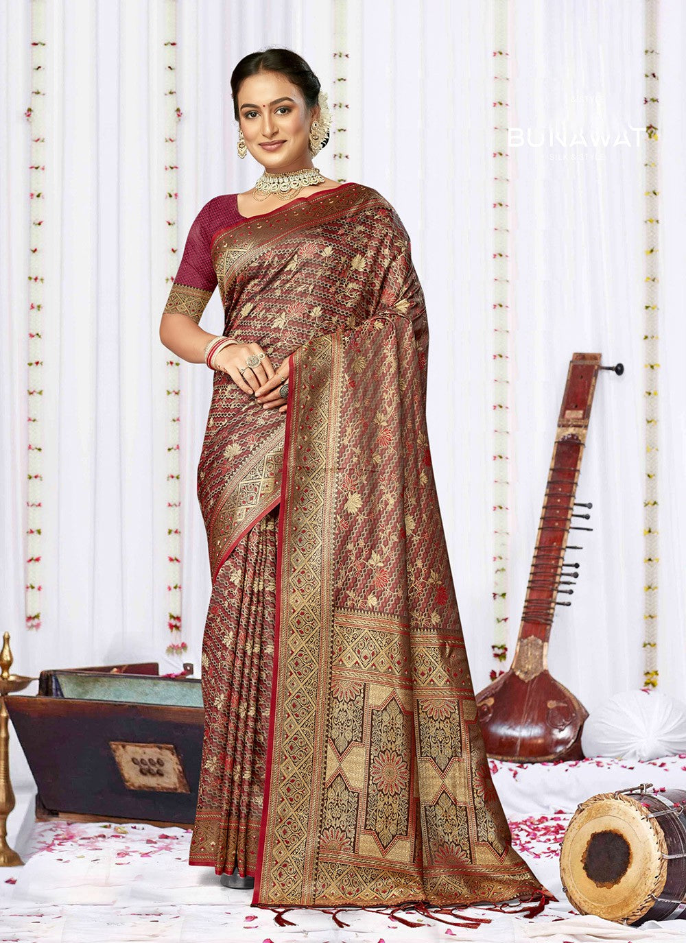 Traditional Weaving Zari Satin Silk Saree - S7978