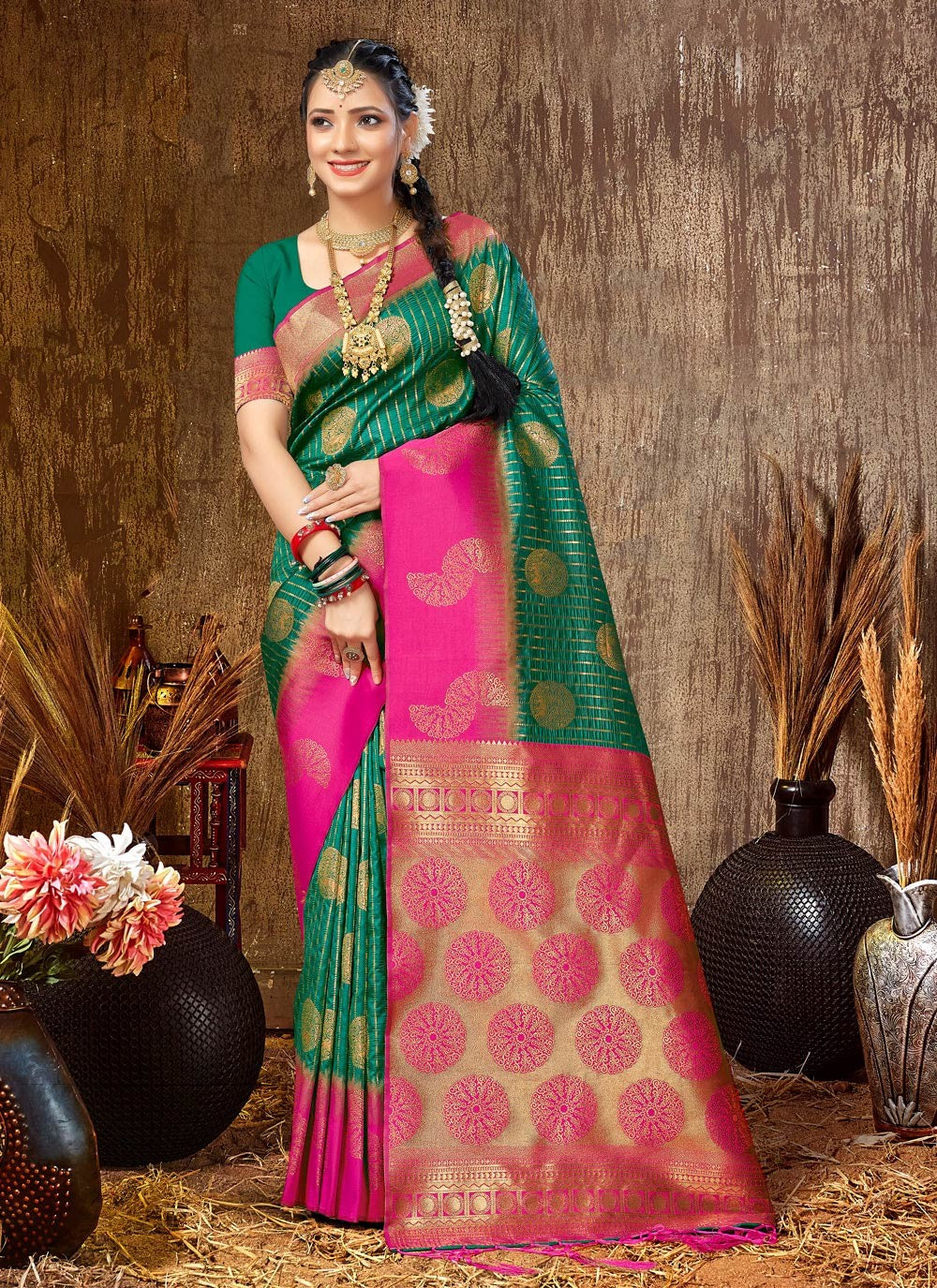 Traditional Chikankari Work Silk Saree - S5085