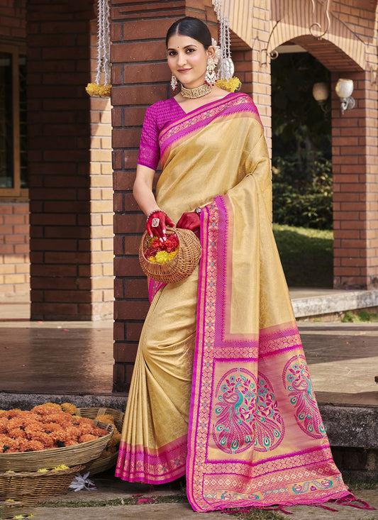 Weaving Zari Silk Beige Saree S14631