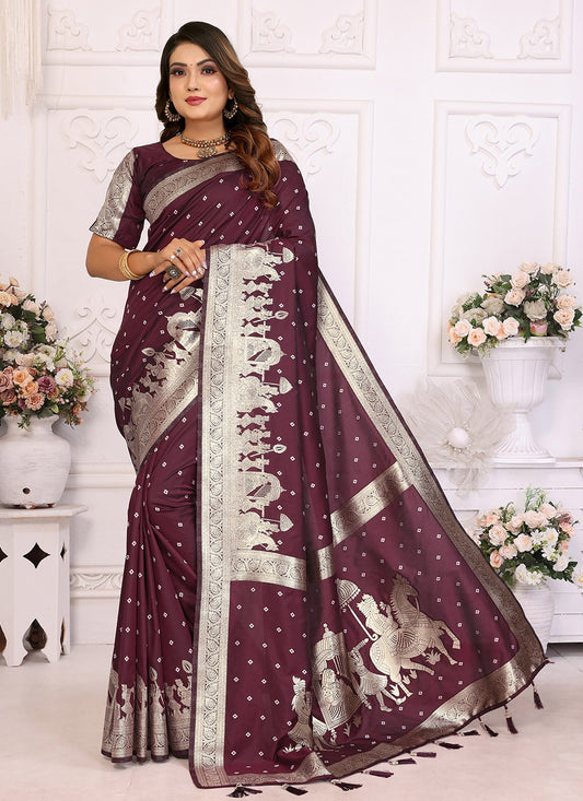 Weaving Zari Silk Brown Saree S14714