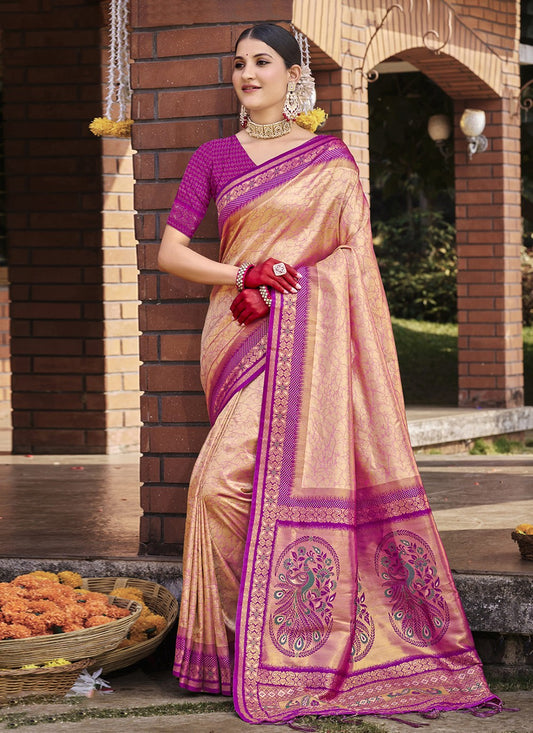 Weaving Zari Silk Purple Saree S14626