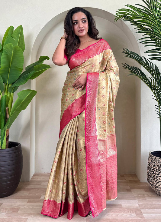 Weaving Zari Silk Beige Classic Saree S15244