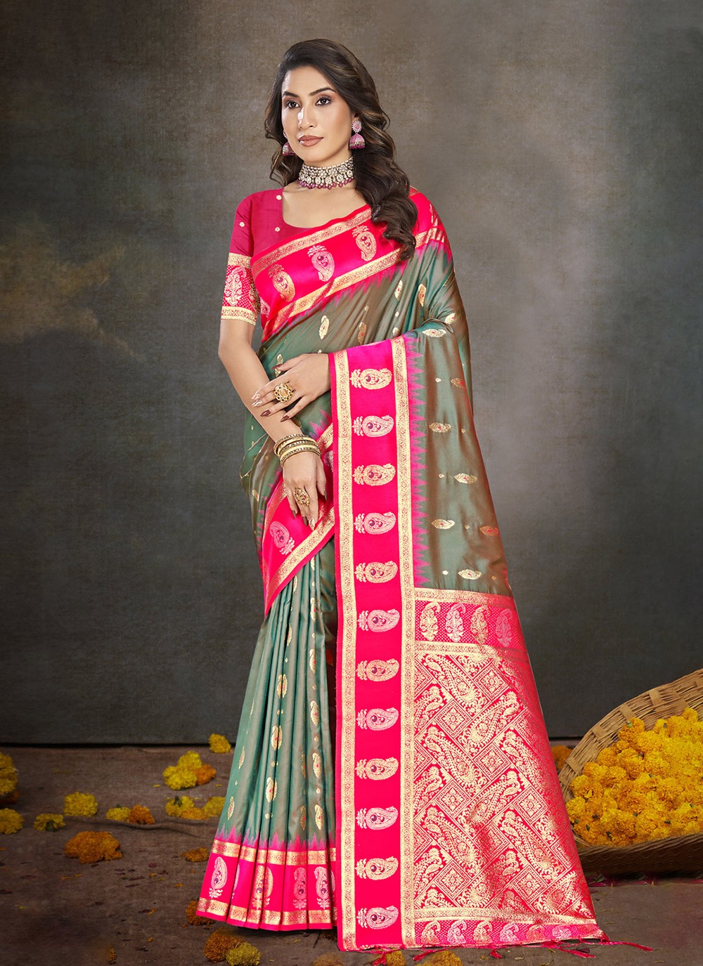 Trendy Weaving Zari Silk Yellow Saree - S11194
