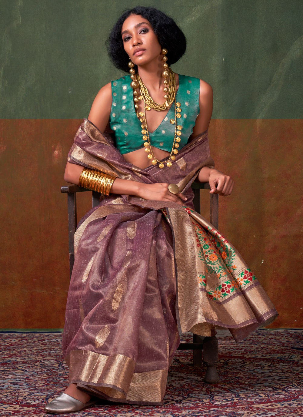 Weaving Zari Silk Purple Saree S13847