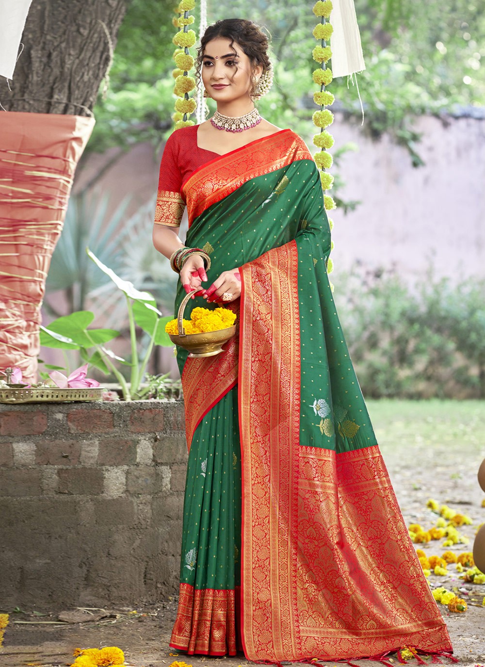 Contemporary Weaving Zari Silk Maroon Saree - S11416