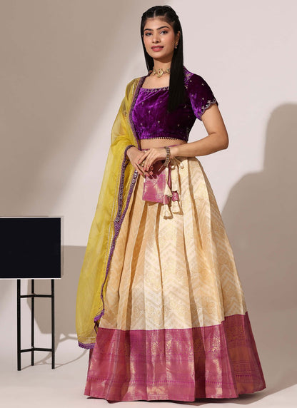 Weaving Zari Silk A - Line Lehenga - L2961