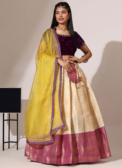 Weaving Zari Silk A - Line Lehenga - L2961