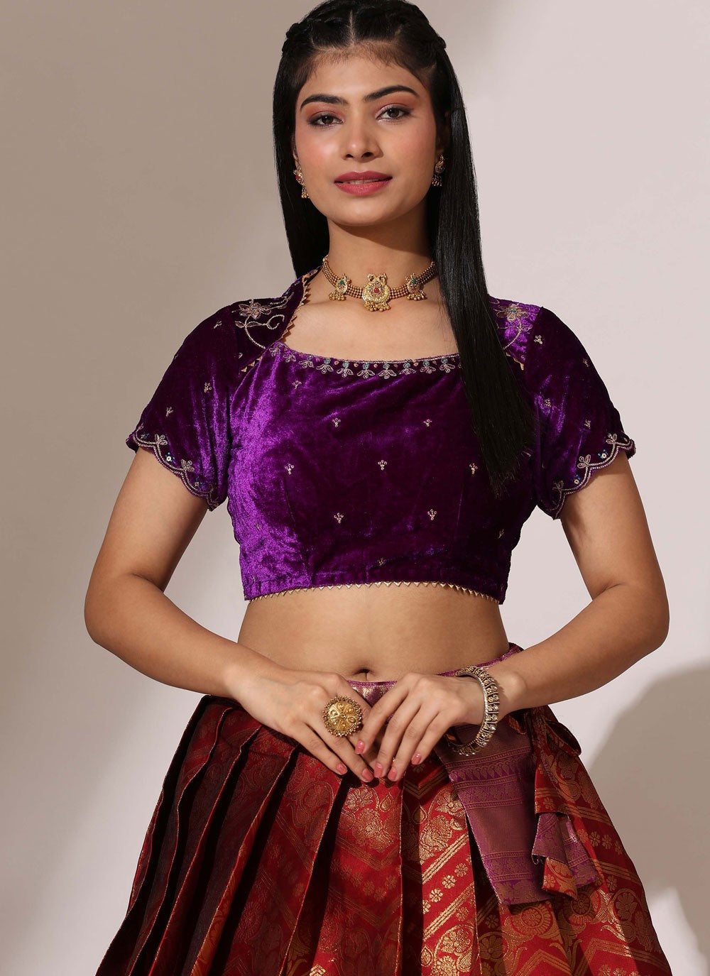 Weaving Zari Silk A - Line Lehenga - L2961
