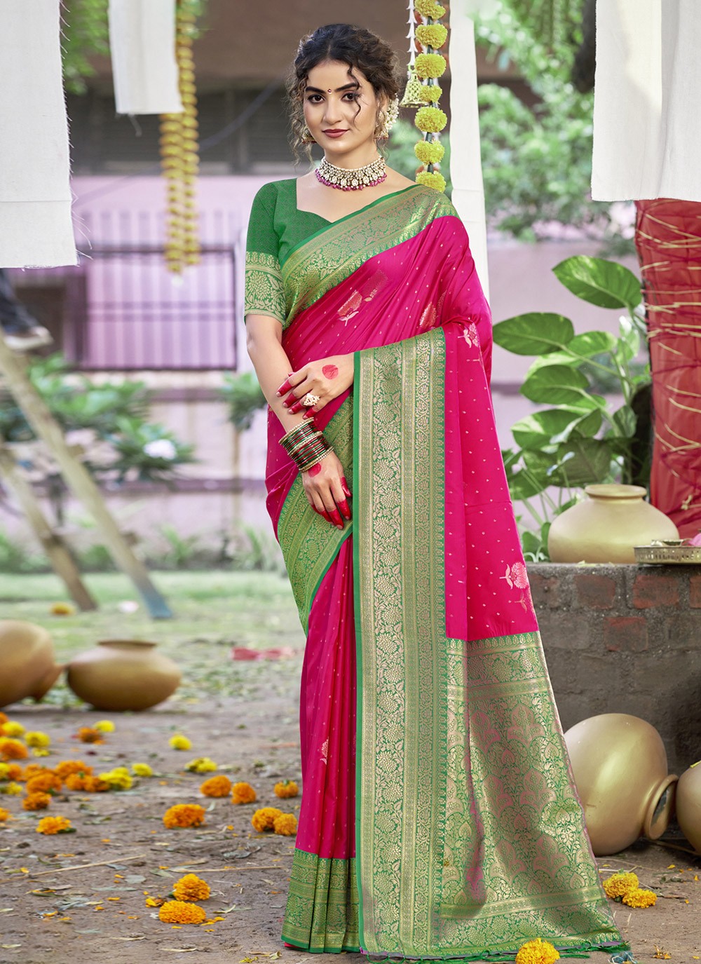 Contemporary Weaving Zari Silk Maroon Saree - S11416
