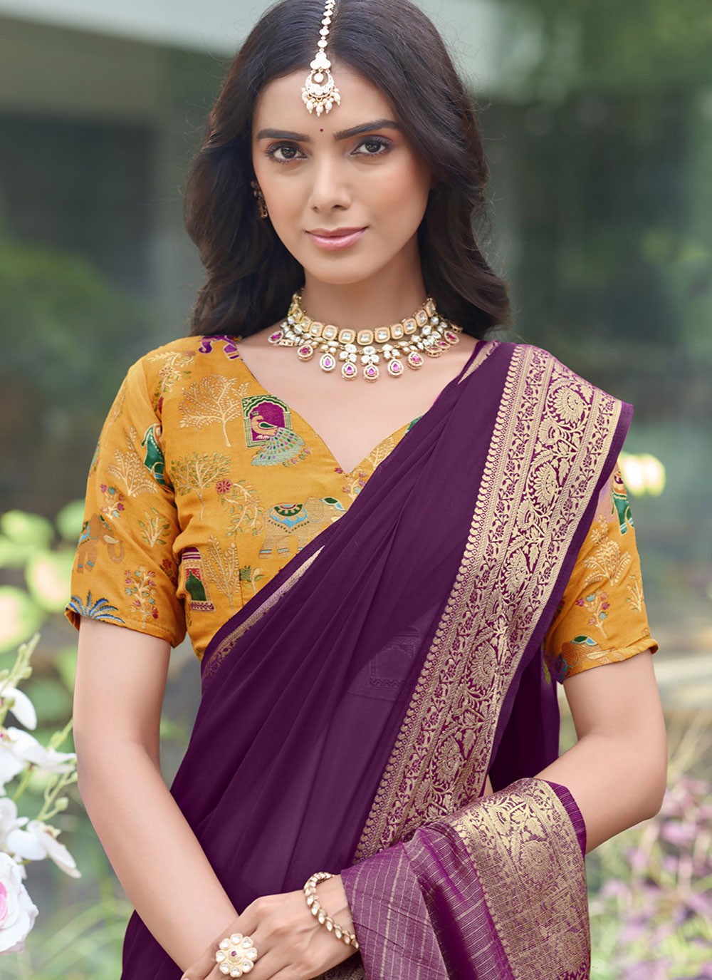 Purple Silk Classic Saree Weaving Zari S20422