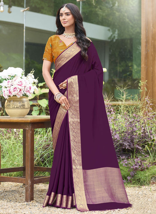 Purple Silk Classic Saree Weaving Zari S20422