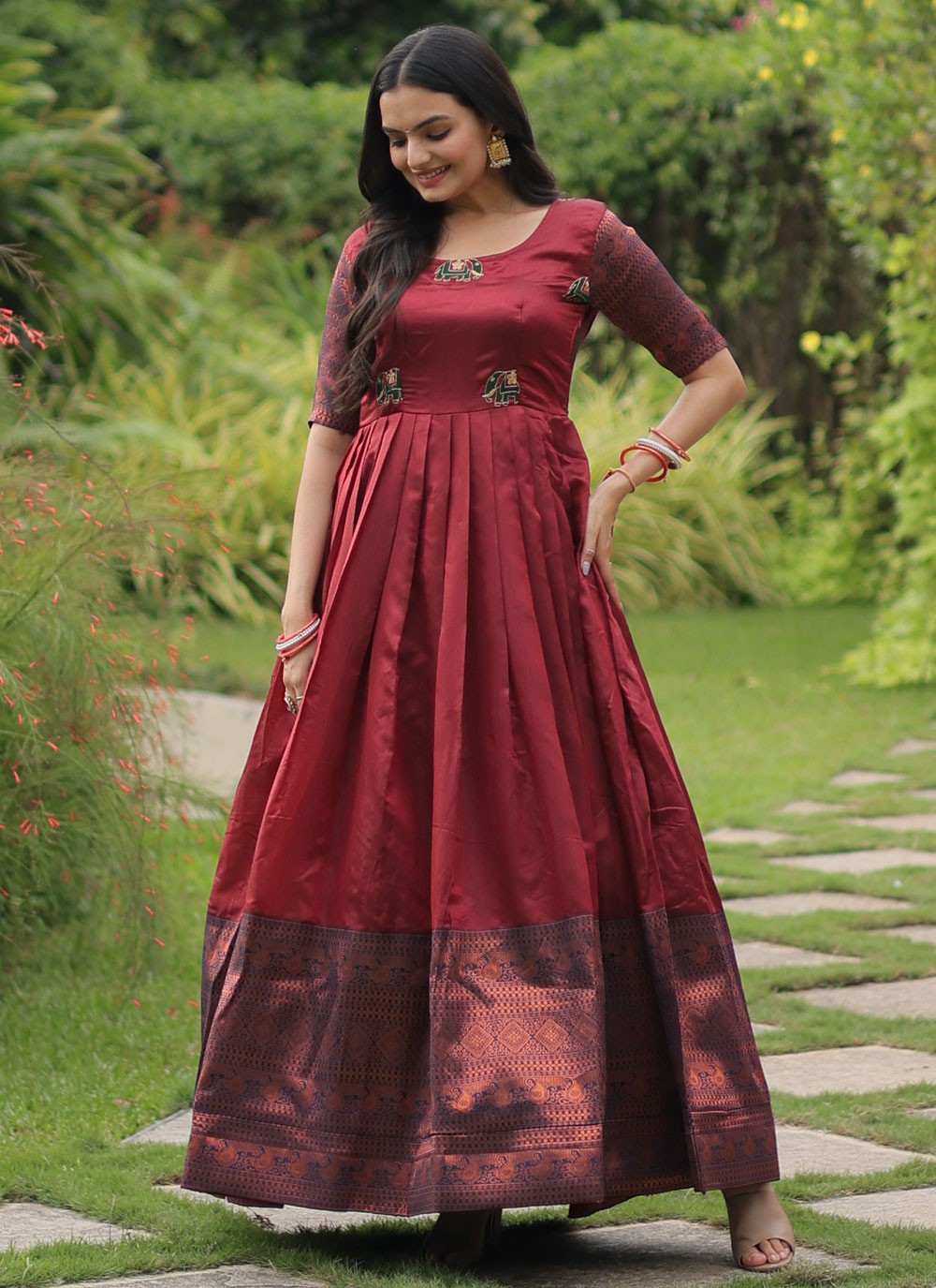 Banarasi Jacquard, Silk Gown - G1394