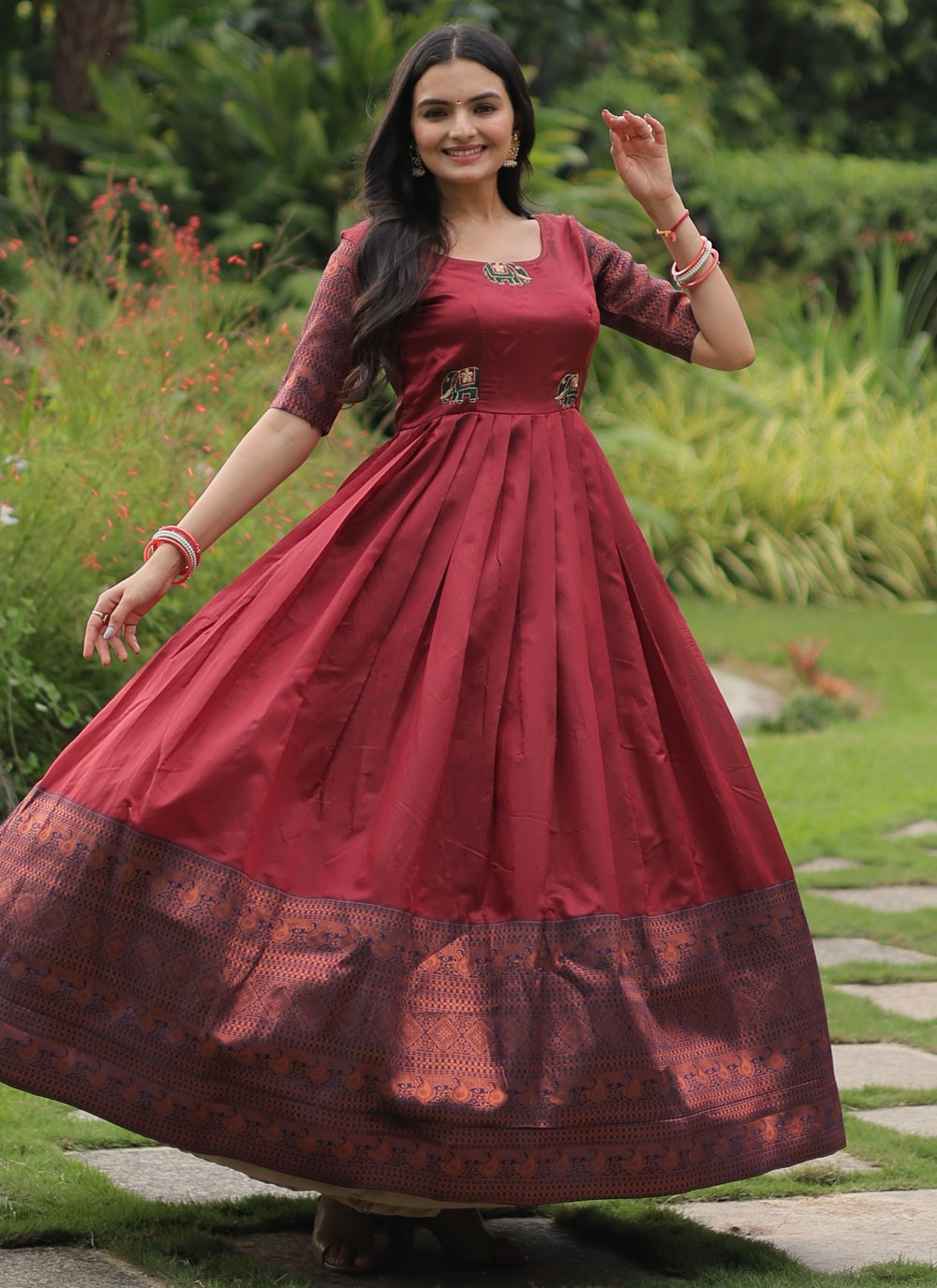 Banarasi Jacquard, Silk Gown - G1394