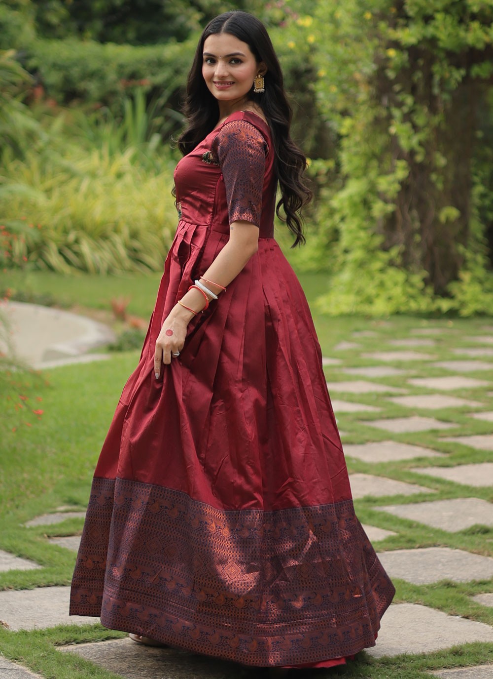 Banarasi Jacquard, Silk Gown - G1394