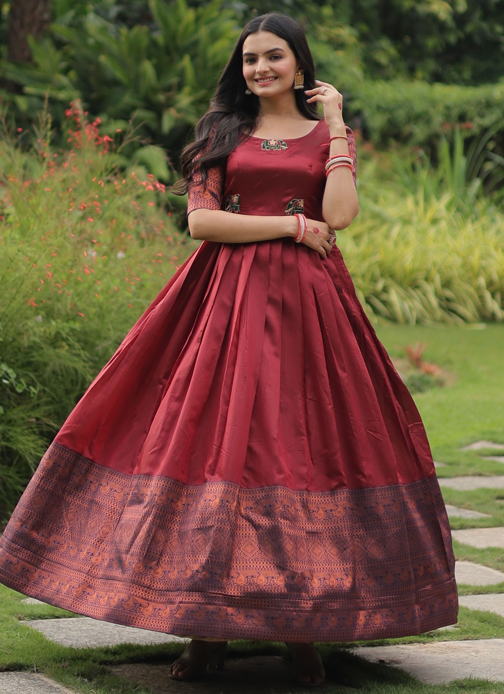 Banarasi Jacquard, Silk Gown - G1394