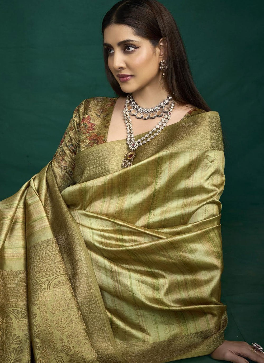 Green Silk Trendy Saree Weaving Zari S19759