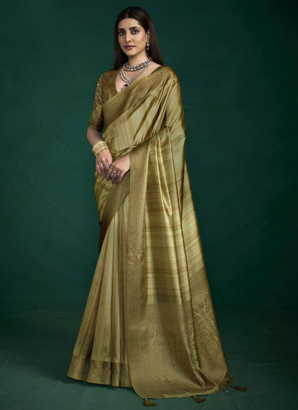 Green Silk Trendy Saree Weaving Zari S19759
