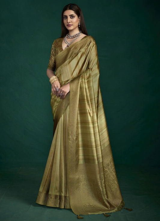 Green Silk Trendy Saree Weaving Zari S19759