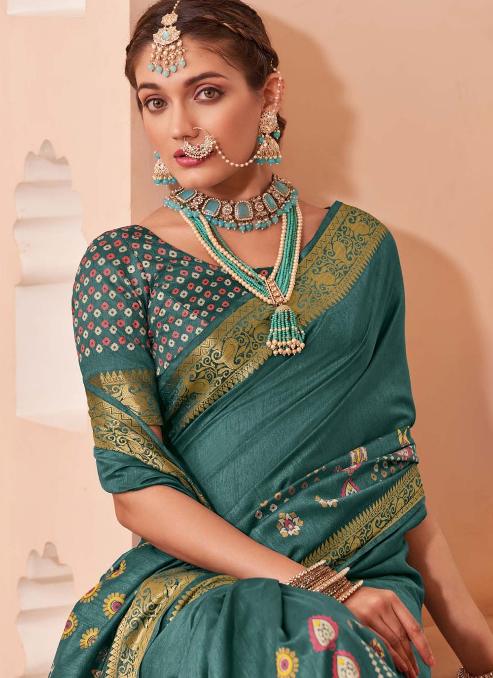 Trendy Saree Paisley Printed Blue, Grey Silk S12800