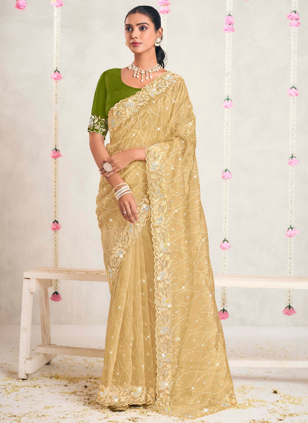 Classic Saree Weaving Zari Yellow Silk S12743